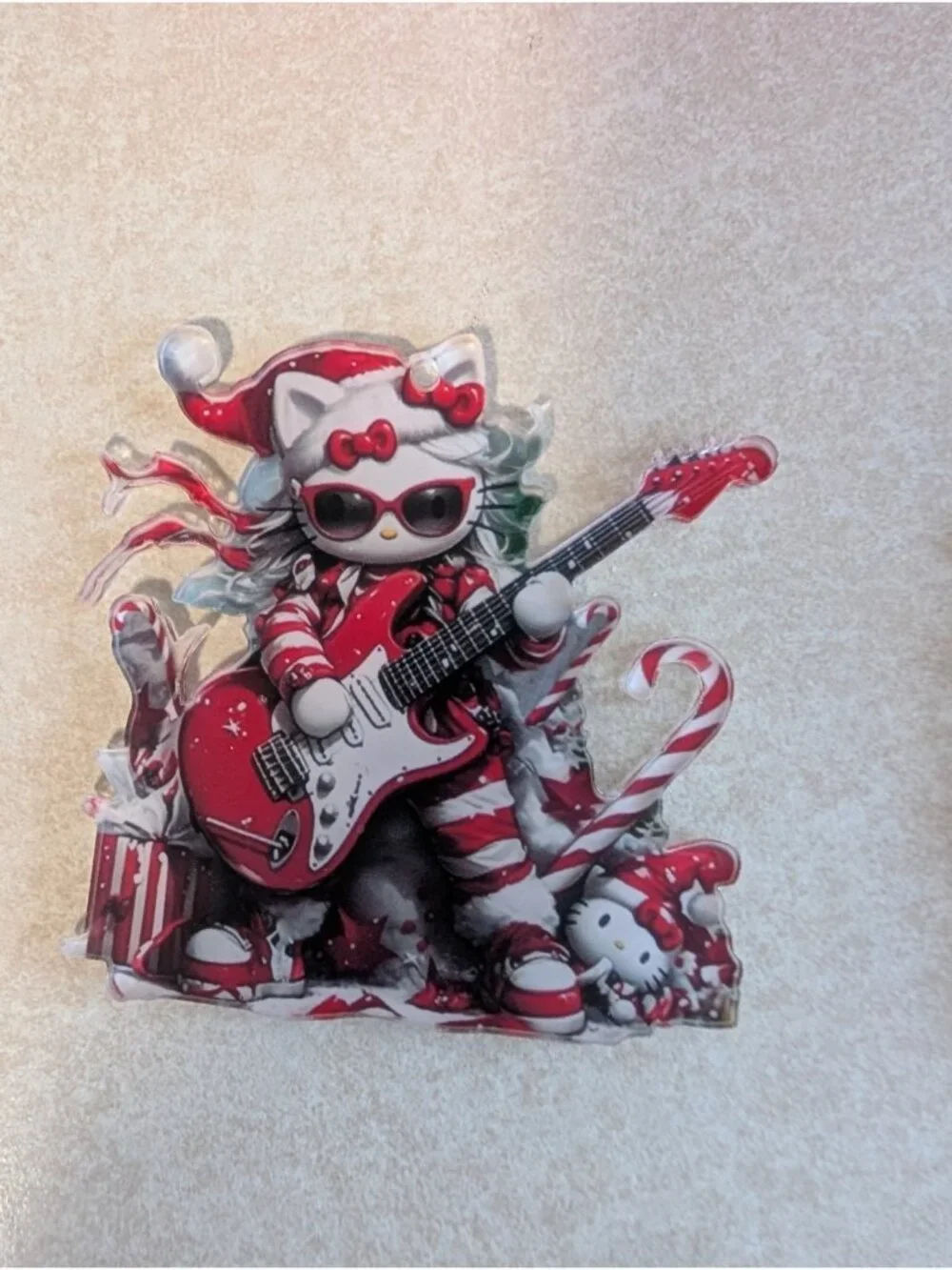 Hello Kitty 2D Acrylic Christmas Tree Ornament Cute Musical Guitar Design Lot 3